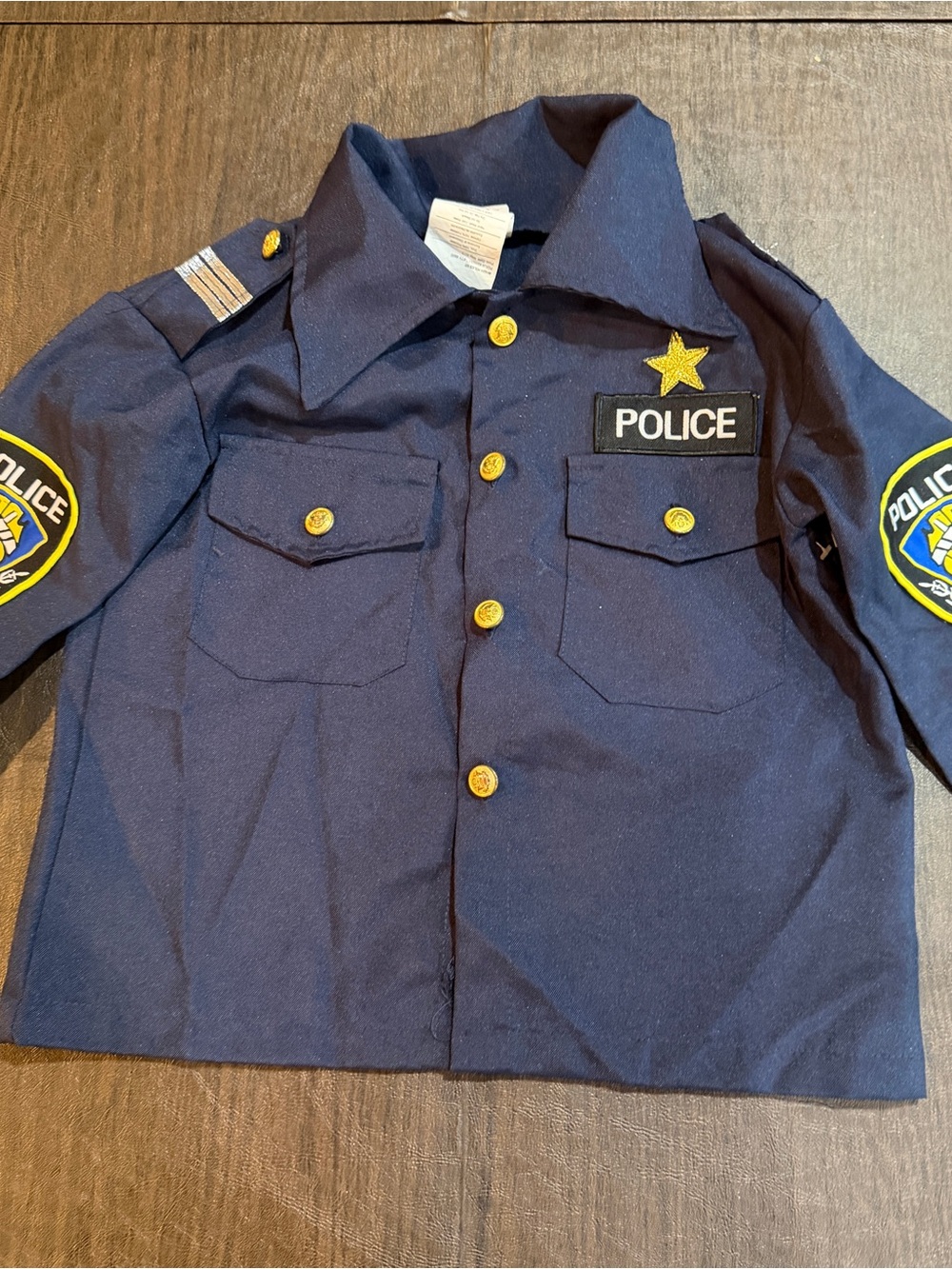 Boys Police Costume Dress Up Shirt Sz S